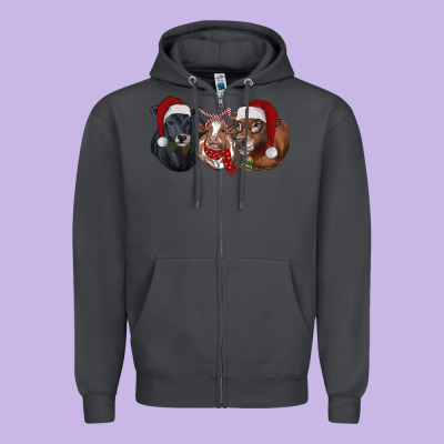Zipper Hoodie Christmas Cows