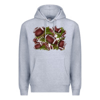 Heather Grey football background Premium Hoodie - BarkalooDesign