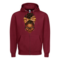 Burgundy plaid bandana afro woman Zipper Hoodie - texasbilliewilder