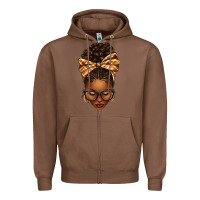 Chestnut plaid bandana afro woman Zipper Hoodie - texasbilliewilder