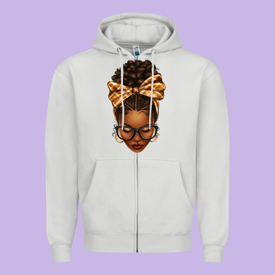 Zipper Hoodie plaid bandana afro woman