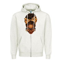 Oatmeal Heather plaid bandana afro woman Zipper Hoodie - texasbilliewilder