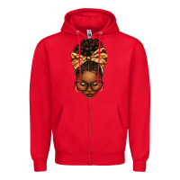 Red plaid bandana afro woman Zipper Hoodie - texasbilliewilder