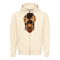 Sandshell plaid bandana afro woman Zipper Hoodie - texasbilliewilder