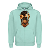 Seafoam plaid bandana afro woman Zipper Hoodie - texasbilliewilder