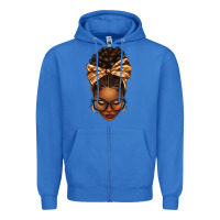 True Royal plaid bandana afro woman Zipper Hoodie - texasbilliewilder