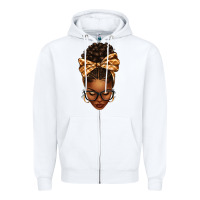 White plaid bandana afro woman Zipper Hoodie - texasbilliewilder