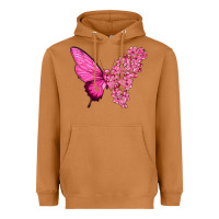 Meerkat Pink Flowers and Breast Cancer Ribbon Butterfly Heavyweight Hoodie - texasbilliewilder
