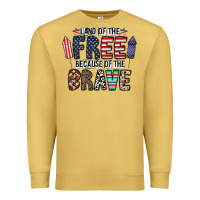 Antique Gold land of the beacause of the brave Premium Sweatshirt - CowhideDigitalArt