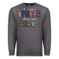 Charcoal Heather land of the beacause of the brave Premium Sweatshirt - CowhideDigitalArt