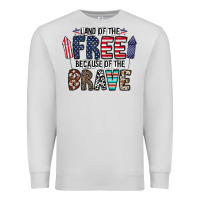 Dove Grey land of the beacause of the brave Premium Sweatshirt - CowhideDigitalArt