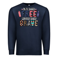 Navy land of the beacause of the brave Premium Sweatshirt - CowhideDigitalArt