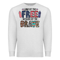 Oatmeal Heather land of the beacause of the brave Premium Sweatshirt - CowhideDigitalArt