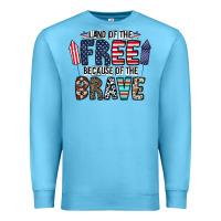 Ocean Blue land of the beacause of the brave Premium Sweatshirt - CowhideDigitalArt