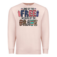 Pale Pink land of the beacause of the brave Premium Sweatshirt - CowhideDigitalArt