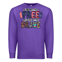 Purple land of the beacause of the brave Premium Sweatshirt - CowhideDigitalArt