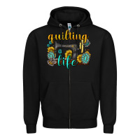 Black quilting life western Zipper Hoodie - texasbilliewilder