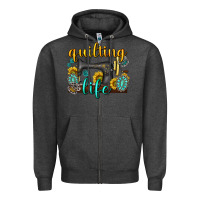 Charcoal Heather quilting life western Zipper Hoodie - texasbilliewilder