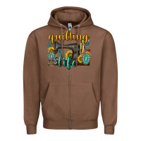 Chestnut quilting life western Zipper Hoodie - texasbilliewilder
