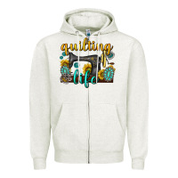 Oatmeal Heather quilting life western Zipper Hoodie - texasbilliewilder