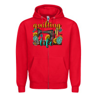 Red quilting life western Zipper Hoodie - texasbilliewilder