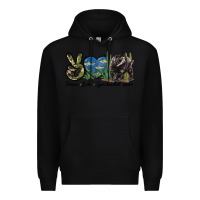 Black Peace Love Spectacled Bear Premium Hoodie - LillyAllenDesigns