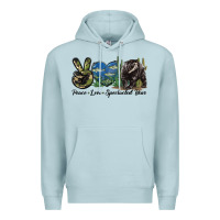 Blue Mist Peace Love Spectacled Bear Premium Hoodie - LillyAllenDesigns
