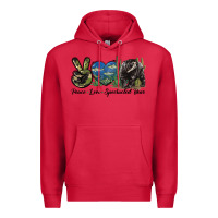 Cardinal Peace Love Spectacled Bear Premium Hoodie - LillyAllenDesigns