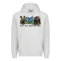 Dove Grey Peace Love Spectacled Bear Premium Hoodie - LillyAllenDesigns