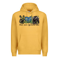 Mustard Peace Love Spectacled Bear Premium Hoodie - LillyAllenDesigns