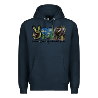 Navy Peace Love Spectacled Bear Premium Hoodie - LillyAllenDesigns