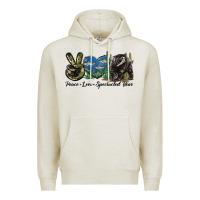Oatmeal Heather Peace Love Spectacled Bear Premium Hoodie - LillyAllenDesigns