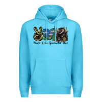 Ocean Blue Peace Love Spectacled Bear Premium Hoodie - LillyAllenDesigns