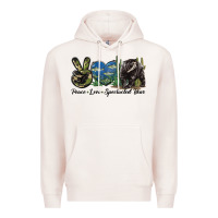 Pale Pink Peace Love Spectacled Bear Premium Hoodie - LillyAllenDesigns