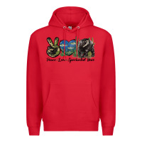 Red Peace Love Spectacled Bear Premium Hoodie - LillyAllenDesigns