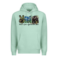 Seafoam Peace Love Spectacled Bear Premium Hoodie - LillyAllenDesigns