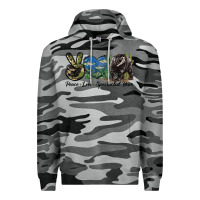 Slate Camo Peace Love Spectacled Bear Premium Hoodie - LillyAllenDesigns