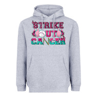 Heather Grey Strike Out Cancer Baseball Heavyweight Hoodie - texasbilliewilder