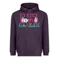 Plum Strike Out Cancer Baseball Heavyweight Hoodie - texasbilliewilder