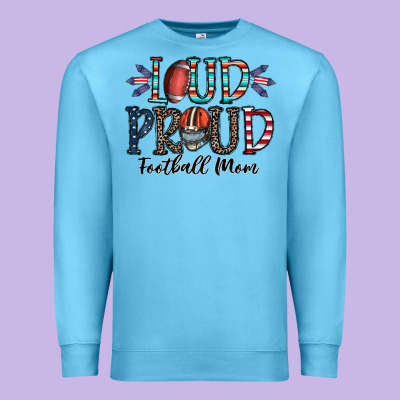 Loud Proud Football Mom Premium Sweatshirt Designed By Cowhidedigitalart