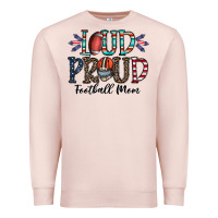 Pale Pink loud proud football mom Premium Sweatshirt - CowhideDigitalArt