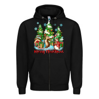 Black merry christmas rabbits Zipper Hoodie - Zillion Design Studio