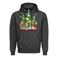 Charcoal Heather merry christmas rabbits Zipper Hoodie - Zillion Design Studio