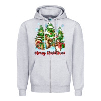 Heather Grey merry christmas rabbits Zipper Hoodie - Zillion Design Studio