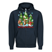 Navy merry christmas rabbits Zipper Hoodie - Zillion Design Studio