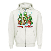 Oatmeal Heather merry christmas rabbits Zipper Hoodie - Zillion Design Studio