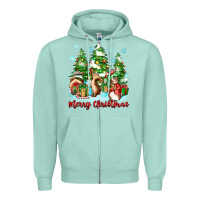 Seafoam merry christmas rabbits Zipper Hoodie - Zillion Design Studio