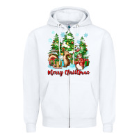 White merry christmas rabbits Zipper Hoodie - Zillion Design Studio