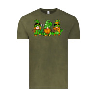Vintage Olive st patricks day gnomes with western hearts and shamrocks Vintage Tee - Artiststas