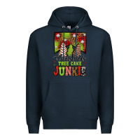 Navy Christmas tree cake junkie Premium Hoodie - Jasminsmagicworld